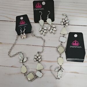 Paparazzi Silver and Cream 3 Piece Set
